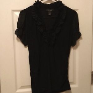 White House Black Market rouched shirt with sheer sleeves